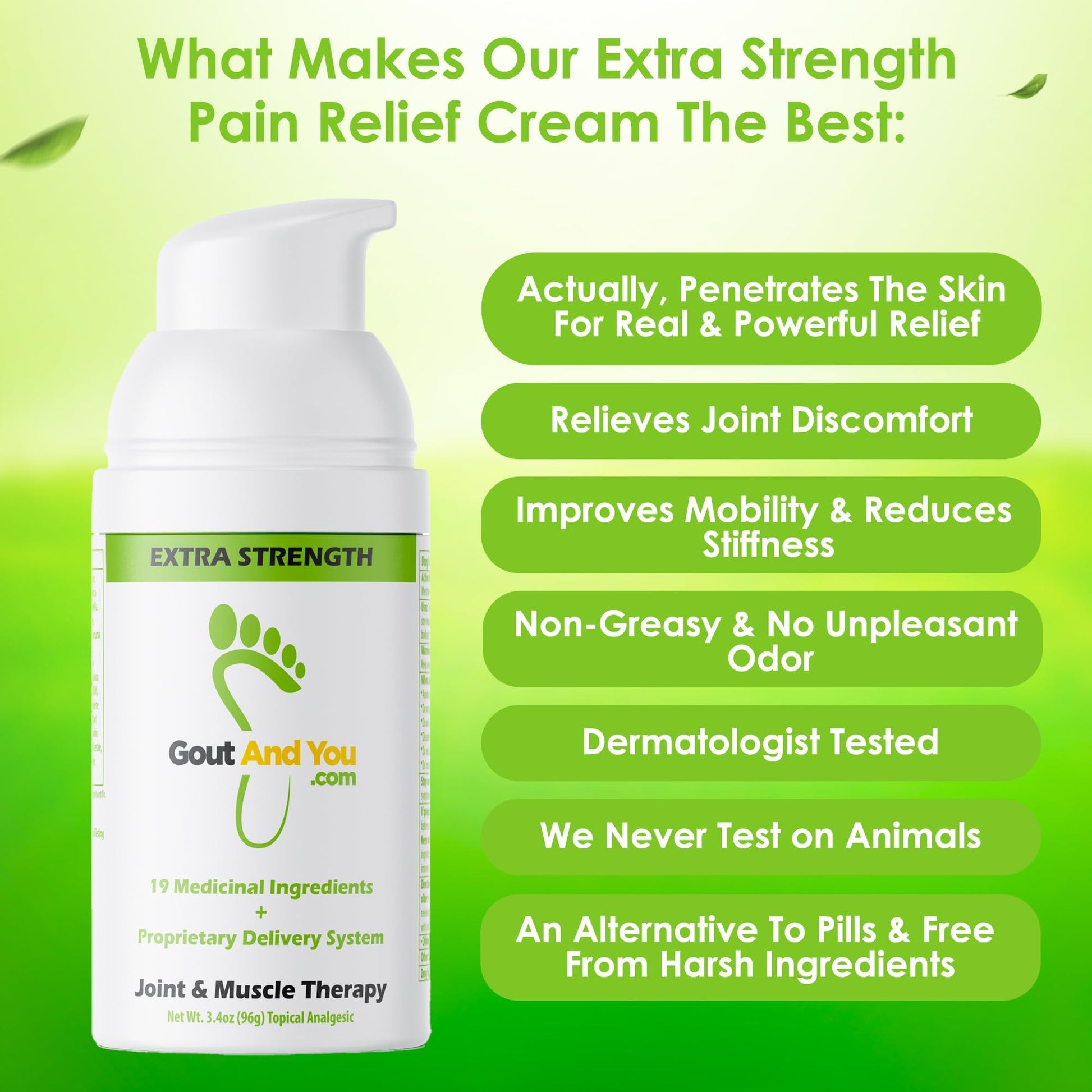 Gout and You Extra Strength Optimized Menthol Joint Discomfort Relief Cream for Joint Flare-Ups, Tendon, Muscle Ache - Fast Acting Joint Discomfort Relieving Rub with 19 Ingredients - dailyvitalstore