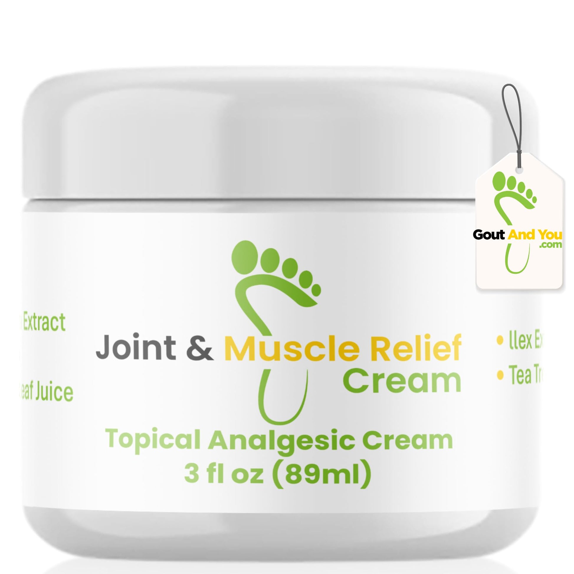 Gout and You Joint & Muscle Relief Cream - Fast Acting Joint Discomfort and Muscle Ache Relieving Rub with Arnica/Ilex Leaf Extract, Aloe Vera and Tea Tree Oil - dailyvitalstore