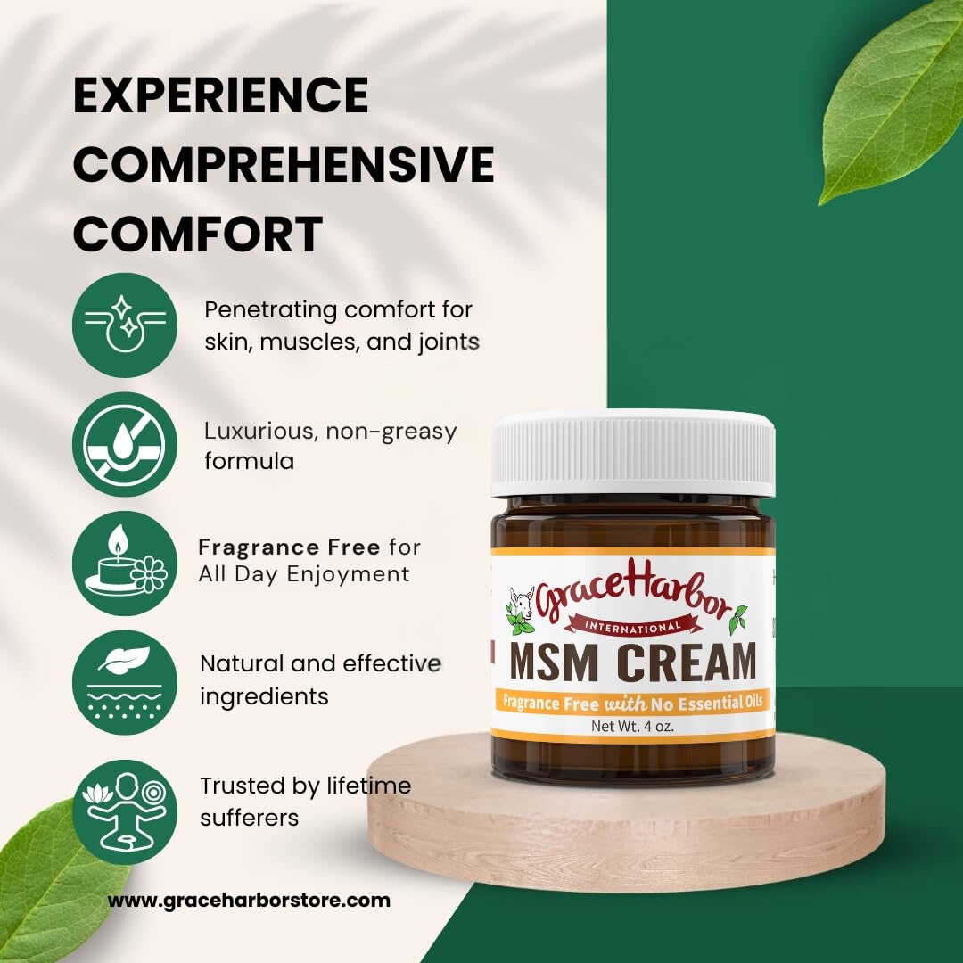 Grace Harbor MSM Cream – Variety 3 Pack – Daily Skin, Joint and Muscle Rub – Best Goat Milk Unscented Baby Lotion for Severly Dry Skin – Therapeutic Essential Oils and Fragrance Free – 4 oz - dailyvitalstore