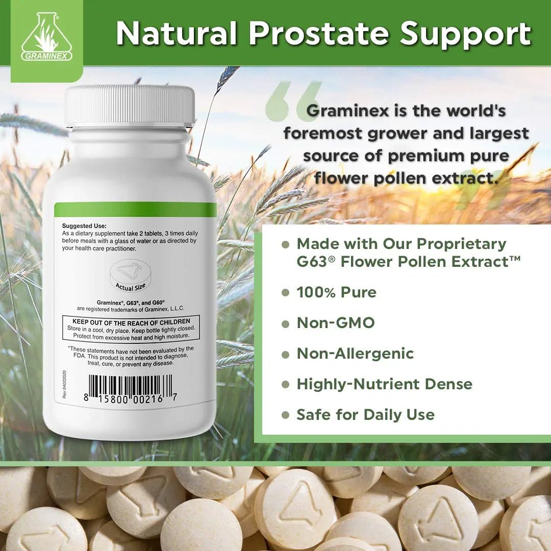 Graminex PollenAid Prostate Supplement: All Natural Prostate Support for Bladder Control & Urinary Tract Health, Rye Pollen Extract Made in USA, 90 Tablets (Pack of 2) - dailyvitalstore