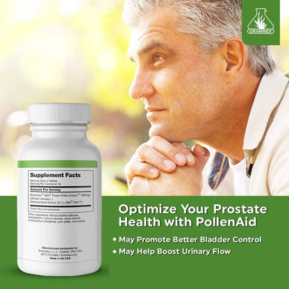 Graminex PollenAid Prostate Supplement: All Natural Prostate Support for Bladder Control & Urinary Tract Health, Rye Pollen Extract Made in USA, 90 Tablets (Pack of 2) - dailyvitalstore
