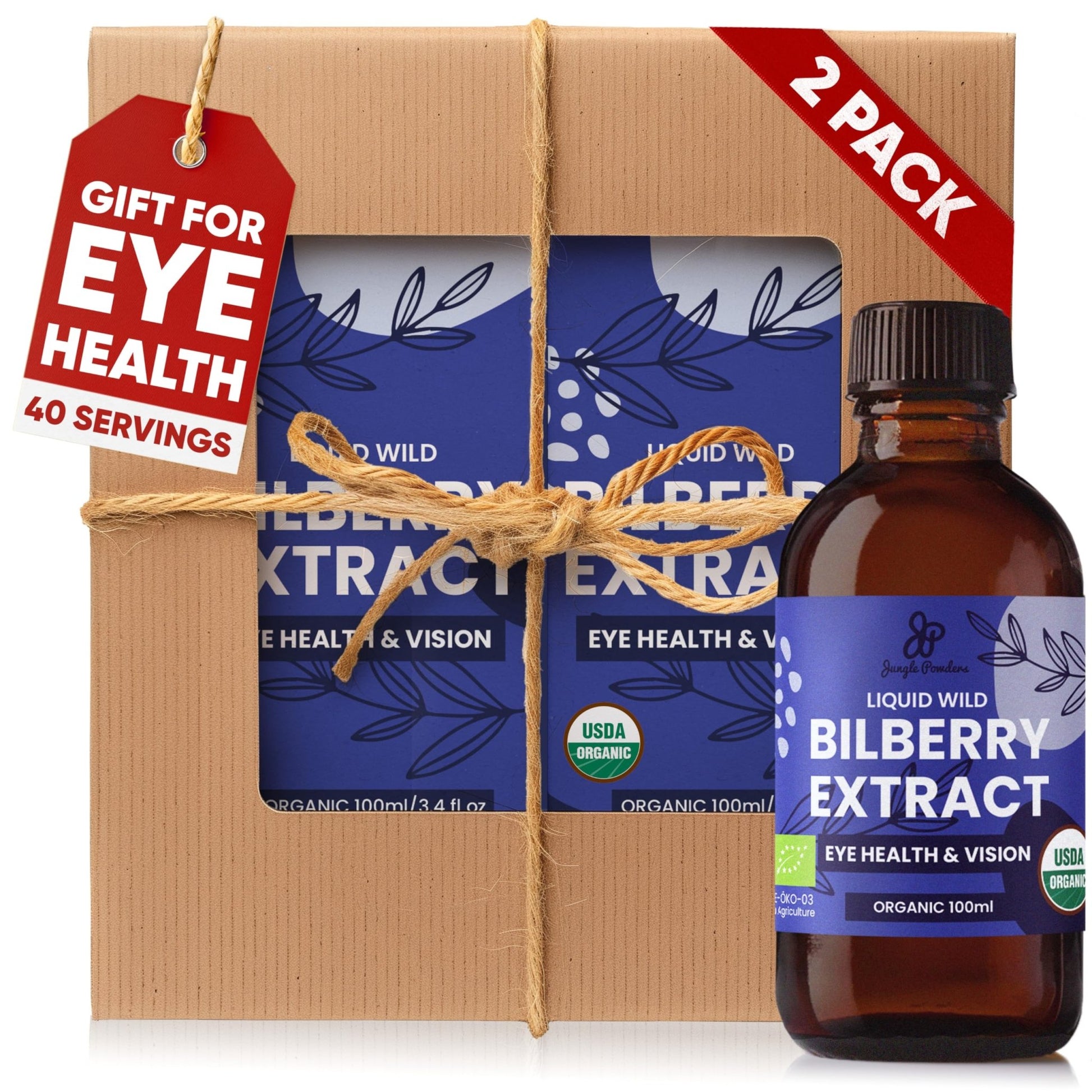 Grandpa Gifts from Granddaughter Wild Bilberry Extract USDA Organic Alcohol-Free 2x3.4oz Bottle of Liquid Bilberry Gift for Grandpa Health Gifts for Eyes High Bioavailability Liquid Extract 40 Serving - dailyvitalstore