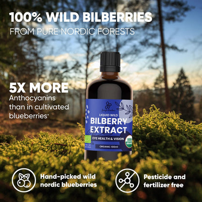 Grandpa Gifts from Granddaughter Wild Bilberry Extract USDA Organic Alcohol-Free 2x3.4oz Bottle of Liquid Bilberry Gift for Grandpa Health Gifts for Eyes High Bioavailability Liquid Extract 40 Serving - dailyvitalstore