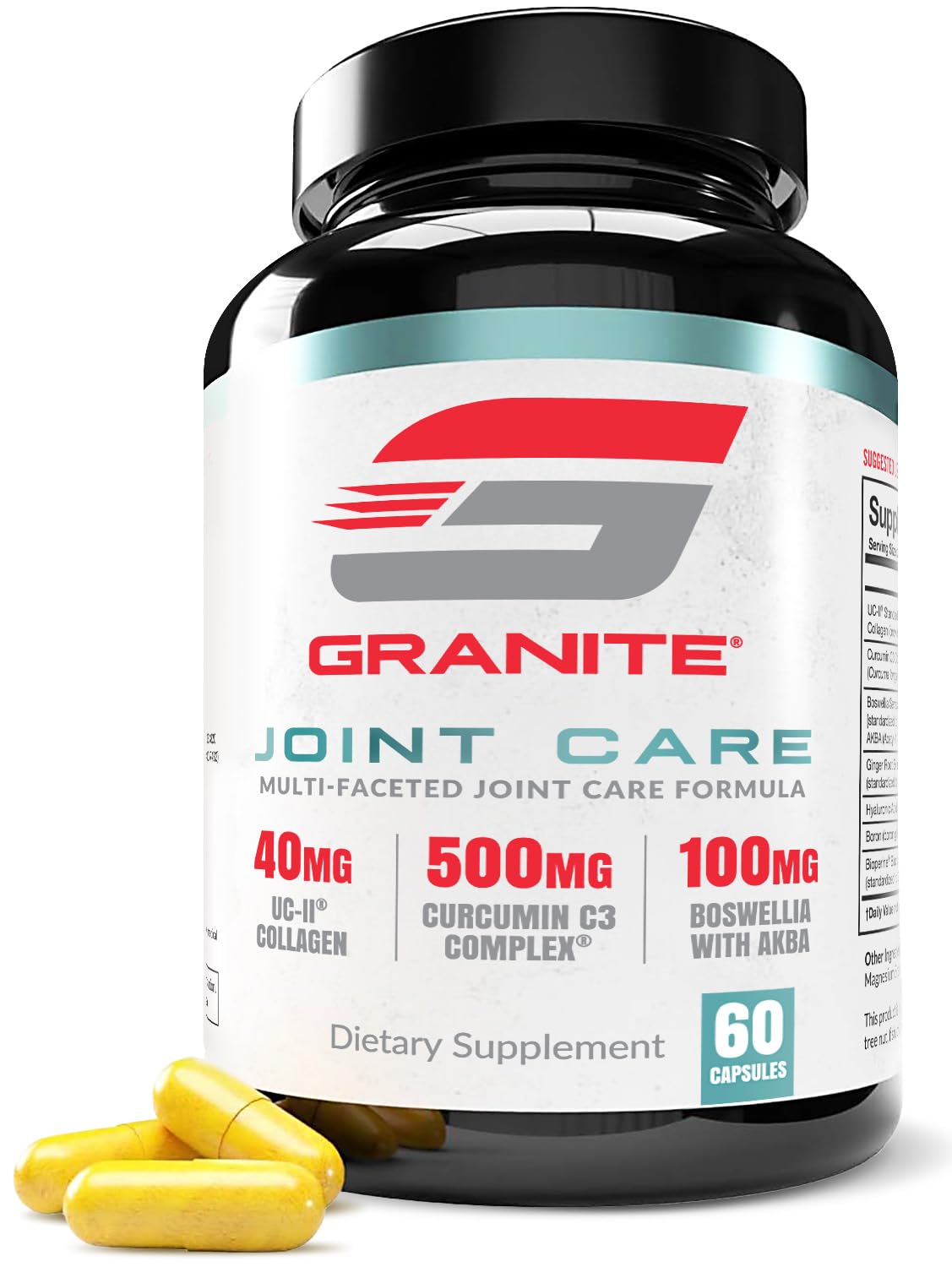 Granite Joint Care: Premium UC-II Collagen, Turmeric Curcumin C3, AKBA Boswellia + More - All-in-One Support for Joint Mobility, Comfort & Strength (60ct) - dailyvitalstore