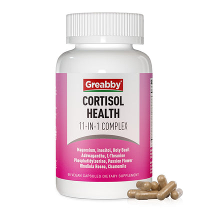 GREABBY Cortisol Supplements for Women, 11-in-1 Formula with Ashwagandha, L-Theanine, Phosphatidylserine and More, Lower Cortisol Health Support, 90 Vegan Capsules - dailyvitalstore