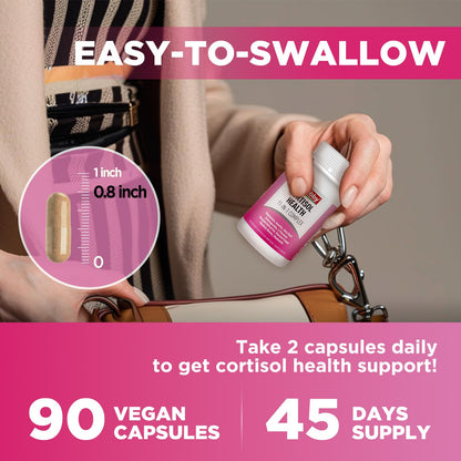 GREABBY Cortisol Supplements for Women, 11-in-1 Formula with Ashwagandha, L-Theanine, Phosphatidylserine and More, Lower Cortisol Health Support, 90 Vegan Capsules - dailyvitalstore