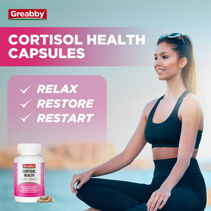GREABBY Cortisol Supplements for Women, 11-in-1 Formula with Ashwagandha, L-Theanine, Phosphatidylserine and More, Lower Cortisol Health Support, 90 Vegan Capsules - dailyvitalstore