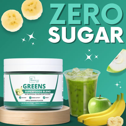 Green Superfood Powder for Digestion & Gut Health - Keto Friendly Superfood Greens Blend Powder for Immune Support - Powdered Greens Supplement for Immune Boost - Apple Banana Flavor - dailyvitalstore