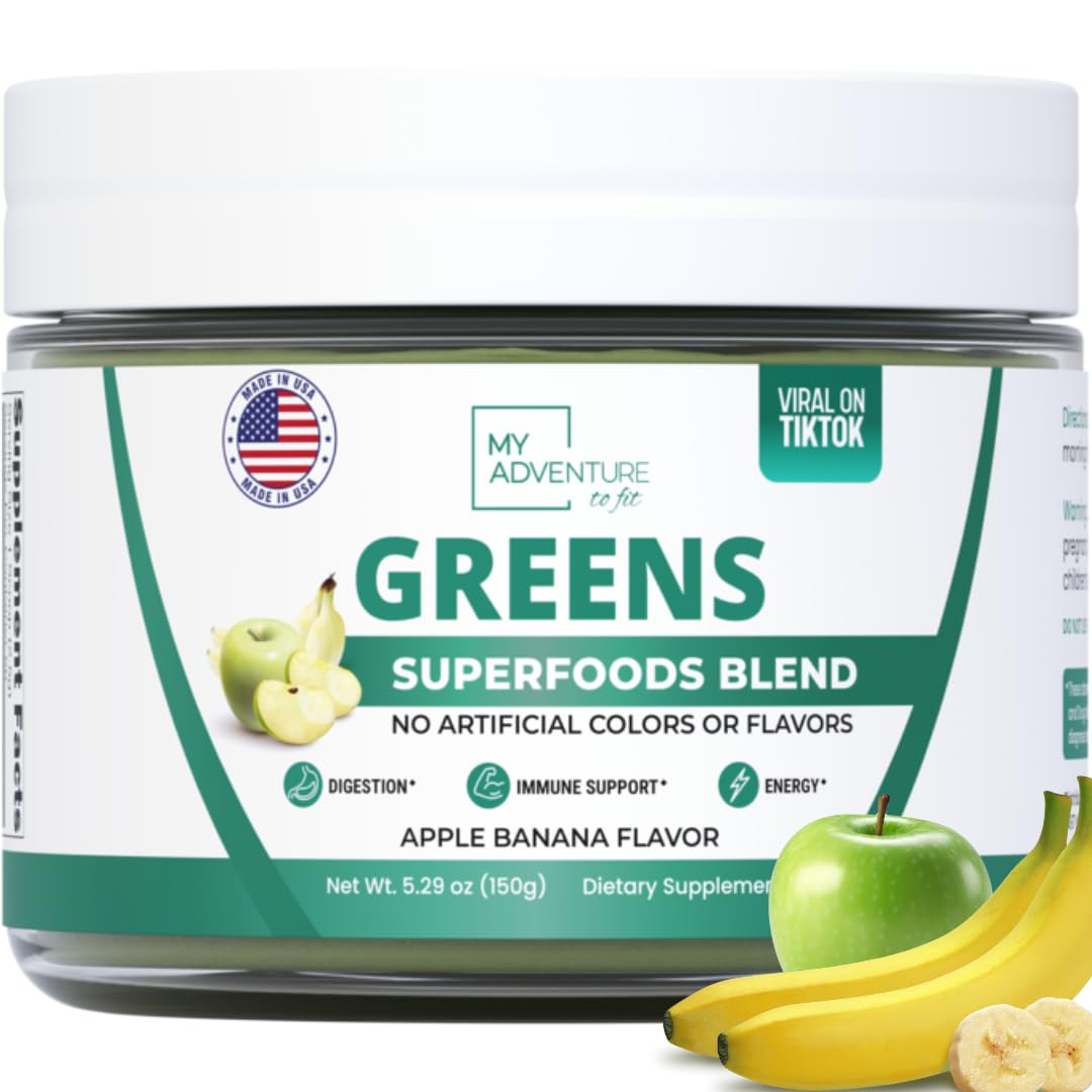 Green Superfood Powder for Digestion & Gut Health - Keto Friendly Superfood Greens Blend Powder for Immune Support - Powdered Greens Supplement for Immune Boost - Apple Banana Flavor - dailyvitalstore