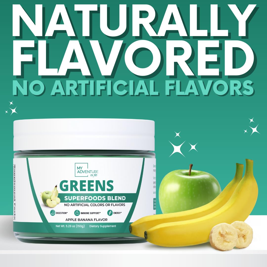 Green Superfood Powder for Digestion & Gut Health - Keto Friendly Superfood Greens Blend Powder for Immune Support - Powdered Greens Supplement for Immune Boost - Apple Banana Flavor - dailyvitalstore