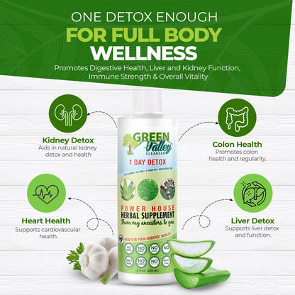 Green Valley Cleanser – Natural Herbal Colon Cleanse Detox Supplement | Supports Digestion, Bloating Relief & Regularity | 8 oz Liquid - dailyvitalstore