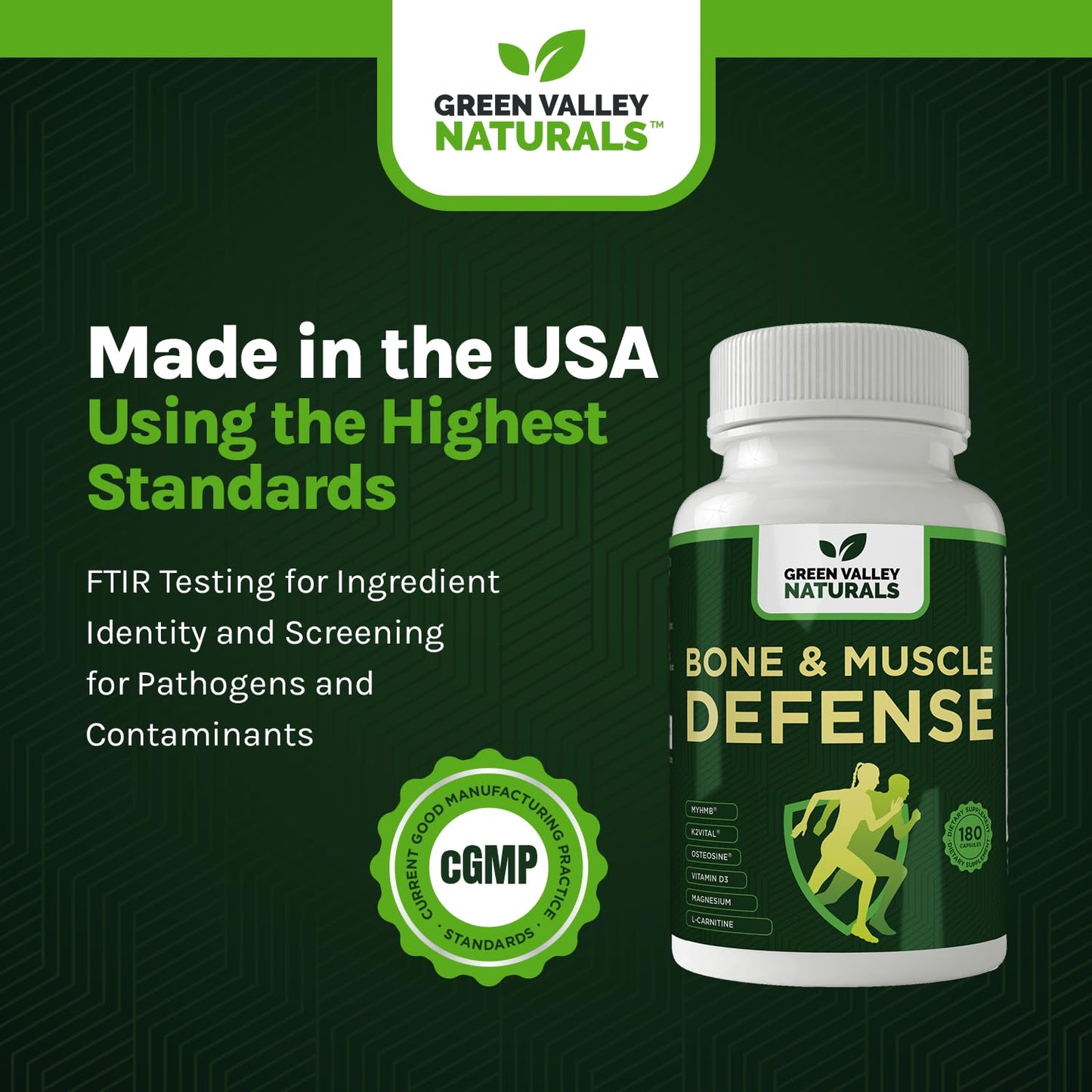 Green Valley Naturals Bone & Muscle Defense Supplement – Bone Health, Muscle Support & Joint Mobility Formula with MyHMB, Magnesium, Vitamin D3 & L-Carnitine for Daily Wellness, 60 Capsules - dailyvitalstore