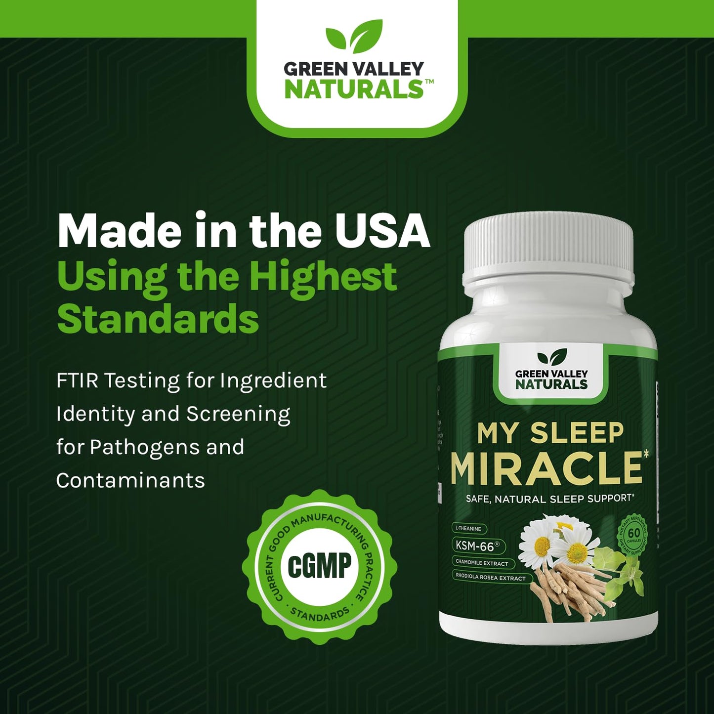 GREEN VALLEY NATURALS My Sleep Miracle Vegan Sleep Support Supplement | Melatonin-Free Formula | Ashwagandha, Chamomile & L-Theanine | Promotes Calm, Relaxation & Restful Sleep | 60 Capsules - dailyvitalstore