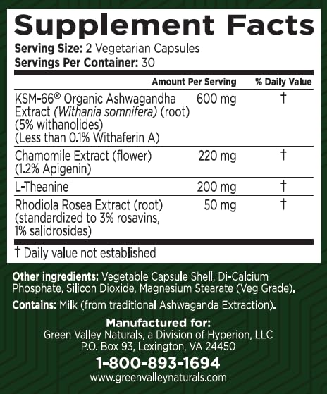 GREEN VALLEY NATURALS My Sleep Miracle Vegan Sleep Support Supplement | Melatonin-Free Formula | Ashwagandha, Chamomile & L-Theanine | Promotes Calm, Relaxation & Restful Sleep | 60 Capsules - dailyvitalstore