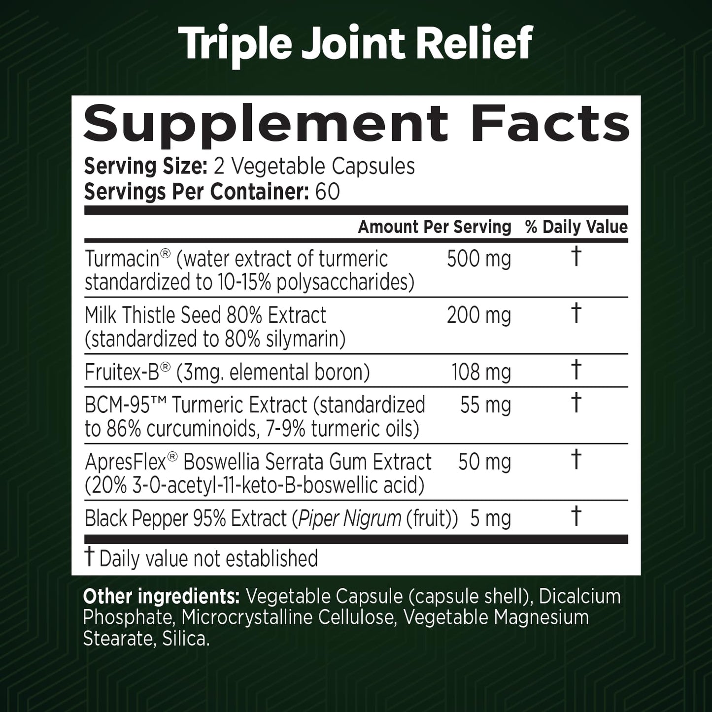 GREEN VALLEY NATURALS Triple Joint Relief Gold – Joint Support Supplement with Turmeric (Turmacin®, BCM-95®), Boswellia (AprèsFlex®) & Boron – Supports Mobility & Flexibility – 120 Capsules - dailyvitalstore