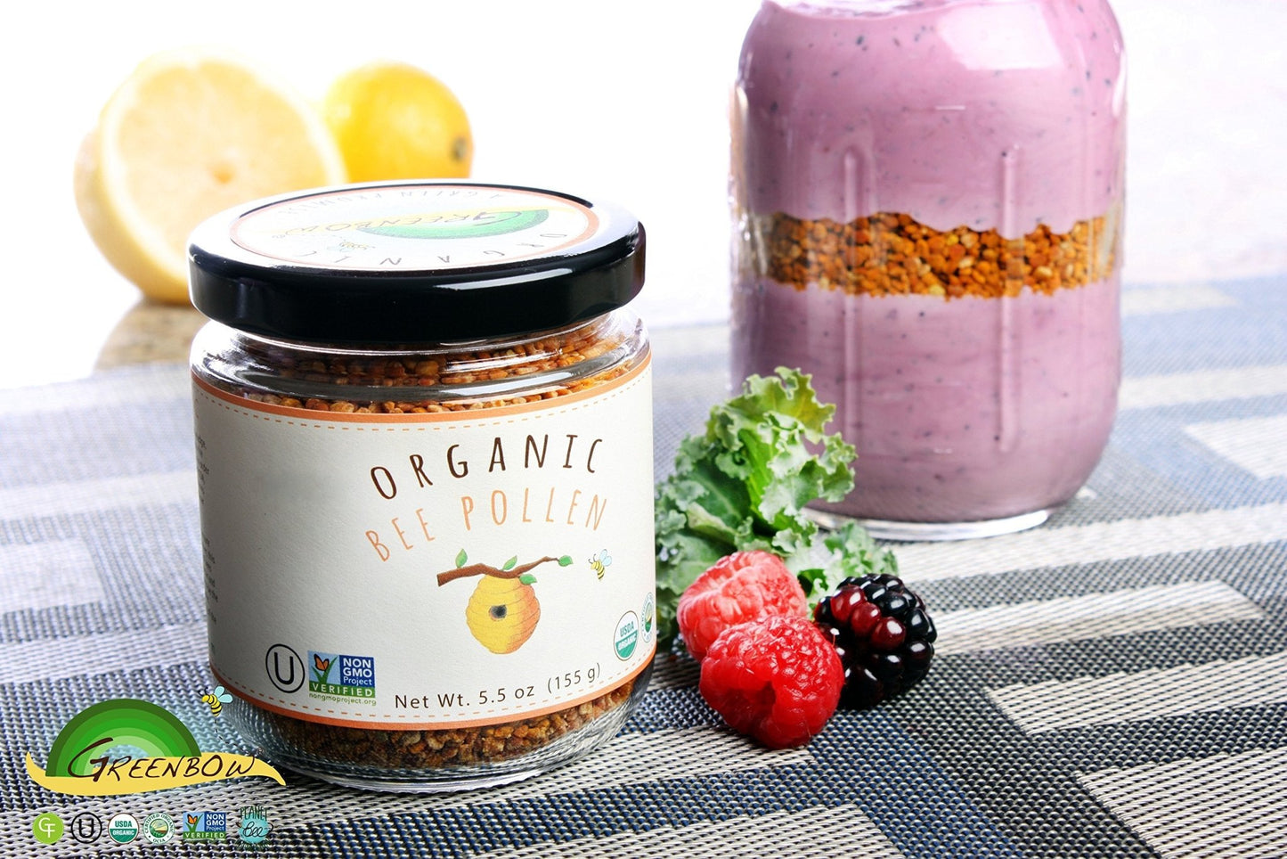 Greenbow Organic Bee Pollen - 100% USDA Certified Organic, Non-GMO, Halal, Kosher Certified, Pure & Natural Bee Pollen - Superfood Packed with Proteins - dailyvitalstore