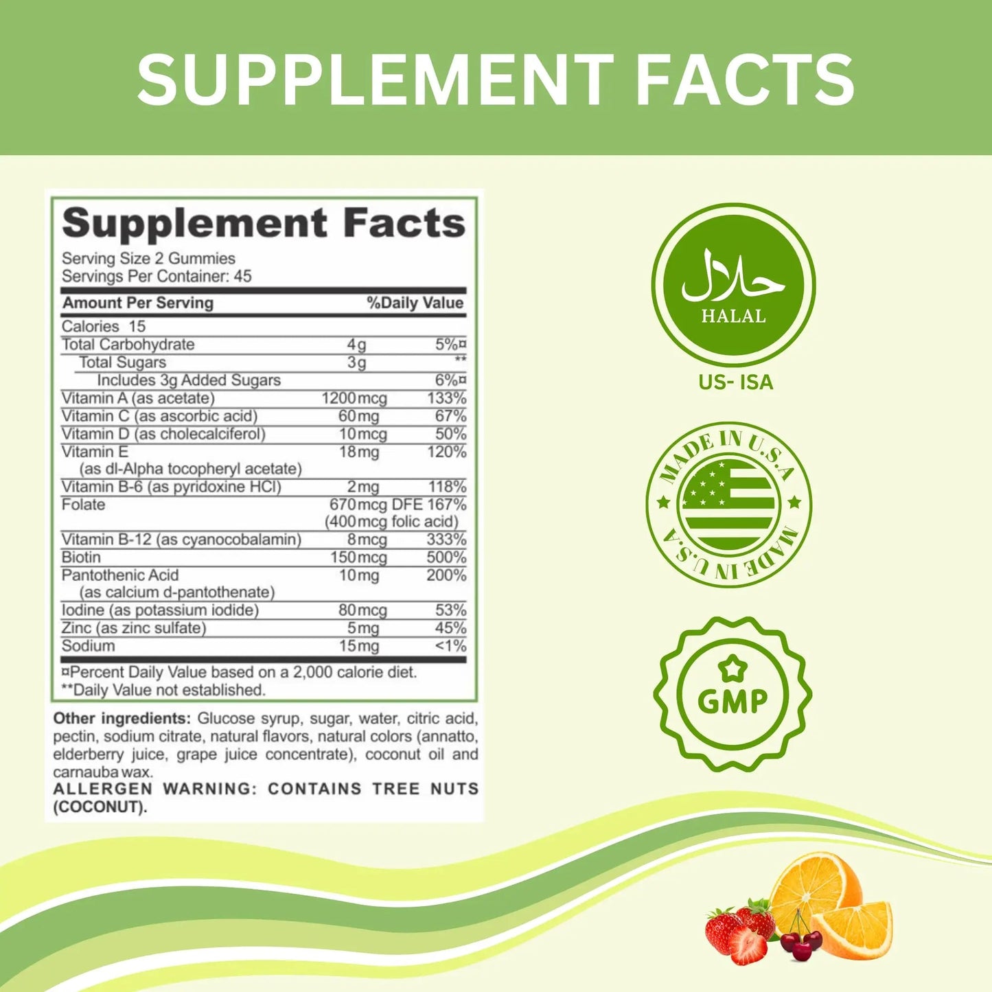 Greenfield Nutritions Halal Multivitamins for Adults | 90 Halal Vitamins for Women & Men | All Essential Gelatin Free Halal Gummy Vitamin, Mineral - dailyvitalstore