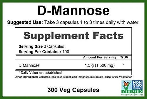 GreenPacks® D-Mannose 500mg, Non-GMO Verified Supplement - 300 Capsules - dailyvitalstore