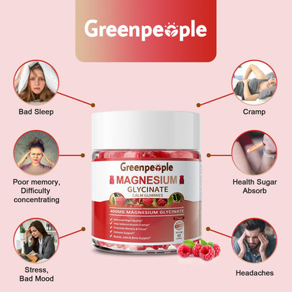 GREENPEOPLE Magnesium Glycinate Gummies 400mg - Sugar Free Magnesium Supplement with Magnesio Citrate, Vitamin D, and B6 for Calm Support & Sleep for Adults - dailyvitalstore