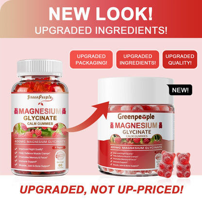 GREENPEOPLE Magnesium Glycinate Gummies 400mg - Sugar Free Magnesium Supplement with Magnesio Citrate, Vitamin D, and B6 for Calm Support & Sleep for Adults - dailyvitalstore