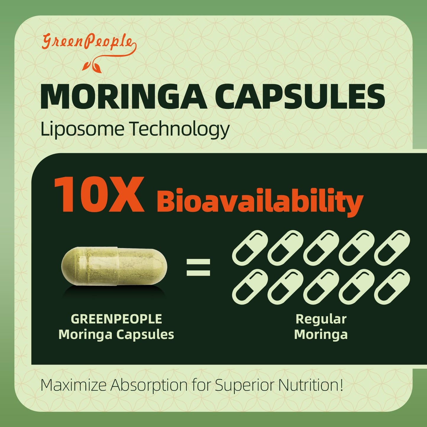 GREENPEOPLE Whole-Leaf Moringa Capsules 1500mg - High Potency 10:1 Moringa Oleifera Leaf Extract - Natural Green Superfood for Energy & Immune Support - dailyvitalstore