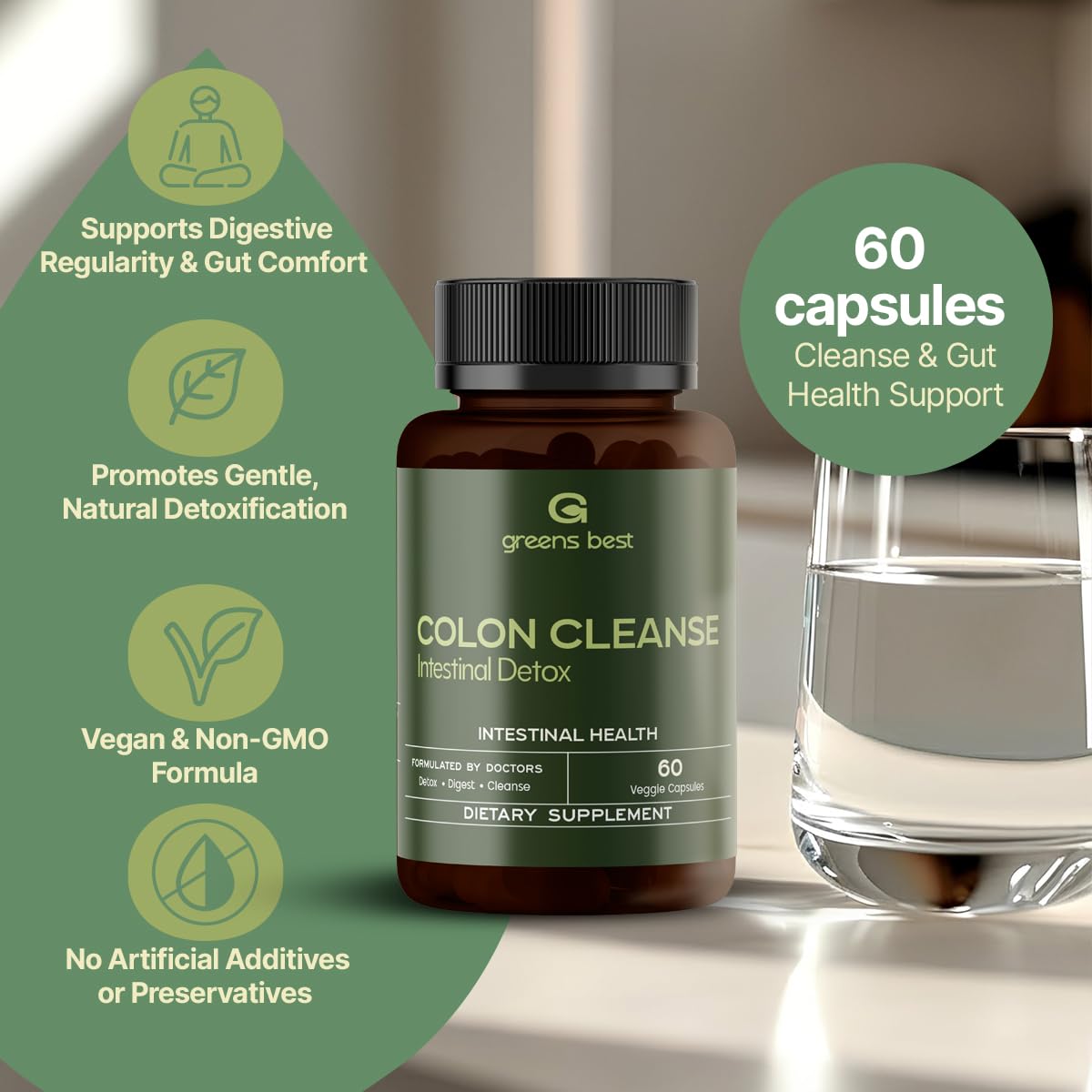 GREEN'S BEST Colon Cleanse Capsules – Advanced Digestive Support & Natural Detox – with Probiotics, Senna, Aloe Ferox & Fiber - dailyvitalstore