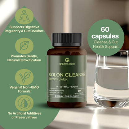 GREEN'S BEST Colon Cleanse Capsules – Advanced Digestive Support & Natural Detox – with Probiotics, Senna, Aloe Ferox & Fiber - dailyvitalstore