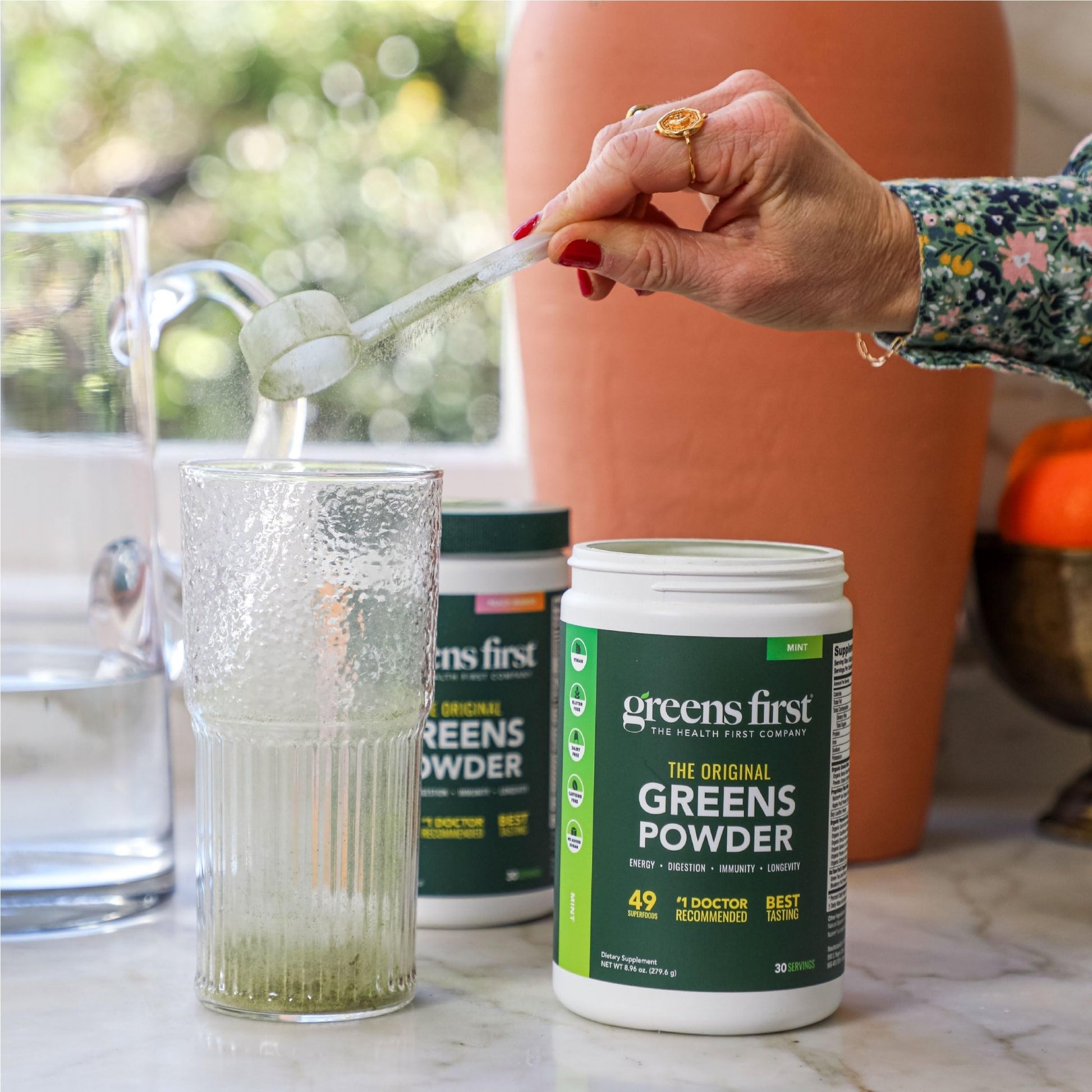 Greens First Original Greens Powder - 49 Superfoods - Organic Fruits & Veggies - Prebiotics, Probiotics & Digestive Enzymes - Antioxidant Smoothie - Dairy Free, Vegan & Non-GMO (Mint, 30 Servings) - dailyvitalstore