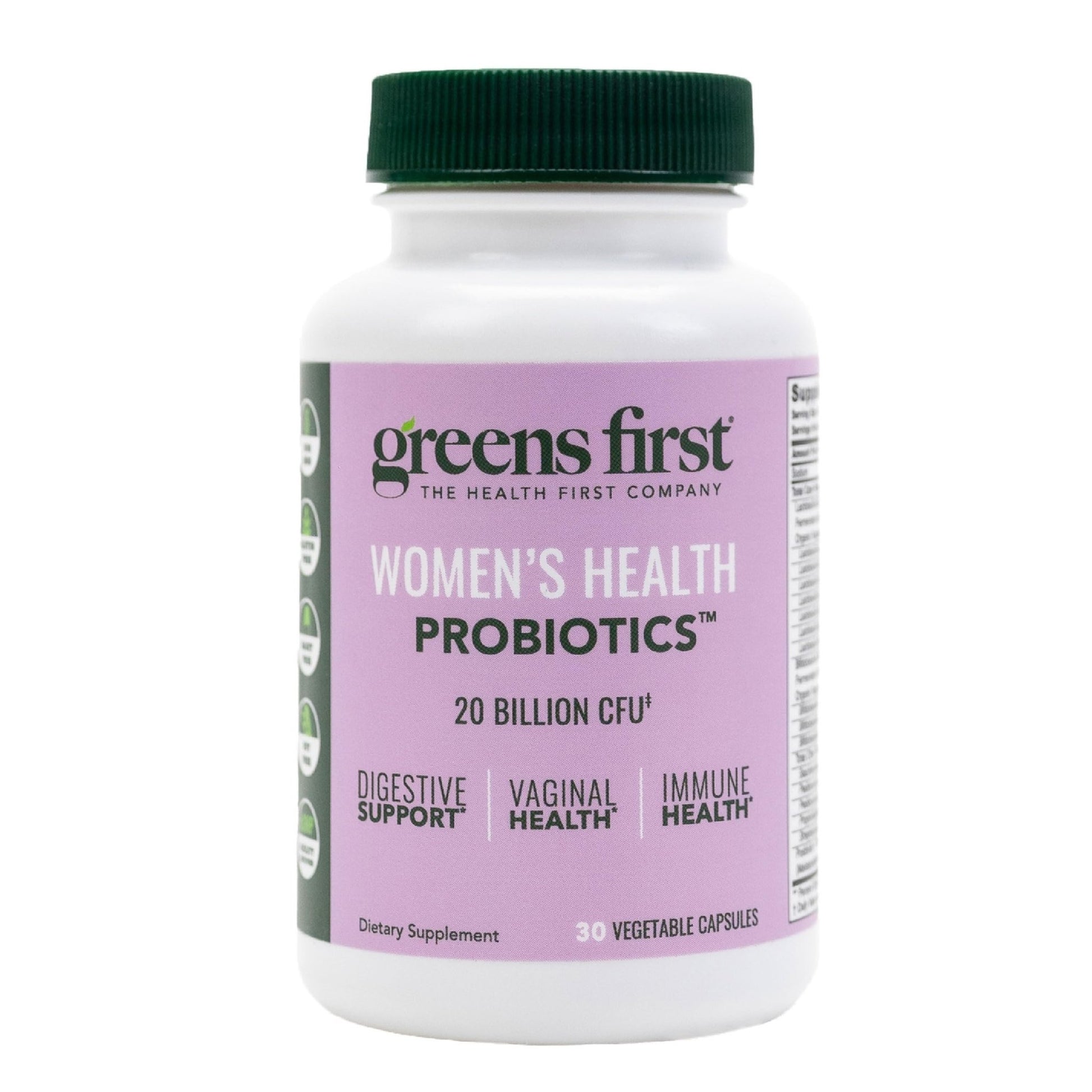 Greens First Women’s Health Probiotics - Probiotic for pH Balance - 20 Billion CFU - Support for Digestive, Immune & Vaginal Health Non-GMO/Gluten-Free/Dairy-Free/Soy-Free (30 Vegetable Capsules) - dailyvitalstore