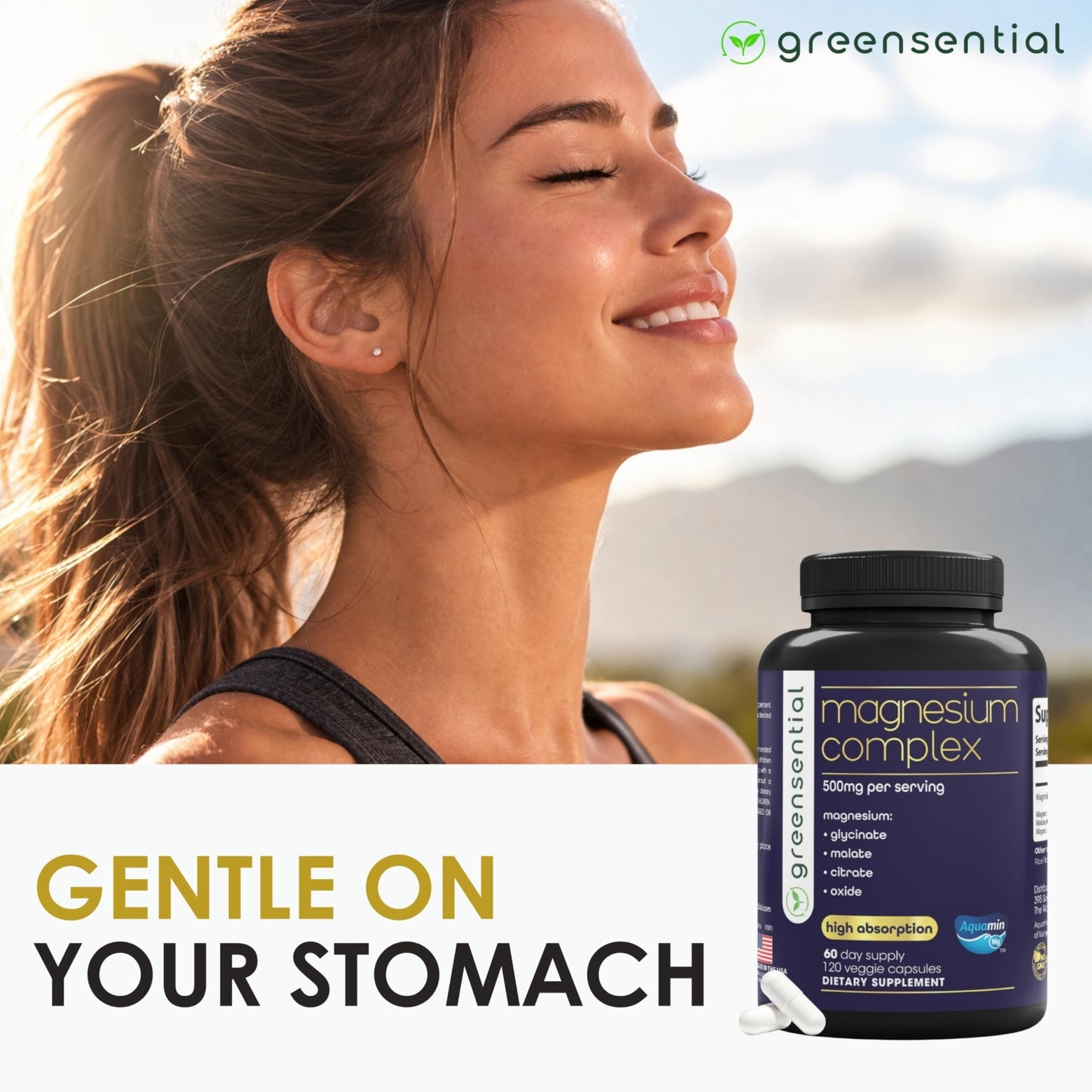 Greensential 5-in-1 Magnesium Complex 500mg | Glycinate, Malate, Citrate, Oxide & Aquamin® | for Sleep, Muscle & Heart Support | High Absorption, Vegan, 120 Capsules - dailyvitalstore