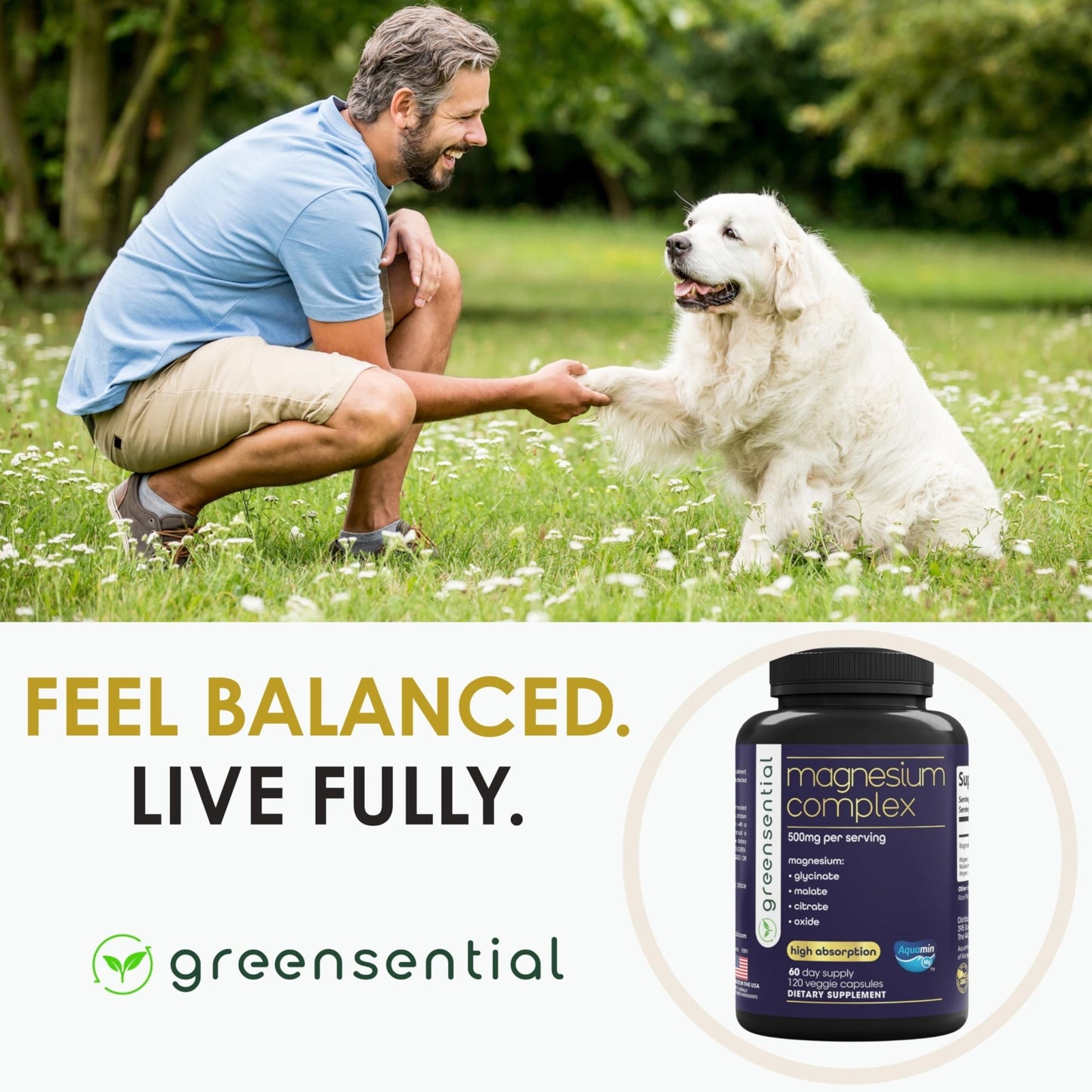 Greensential 5-in-1 Magnesium Complex 500mg | Glycinate, Malate, Citrate, Oxide & Aquamin® | for Sleep, Muscle & Heart Support | High Absorption, Vegan, 120 Capsules - dailyvitalstore
