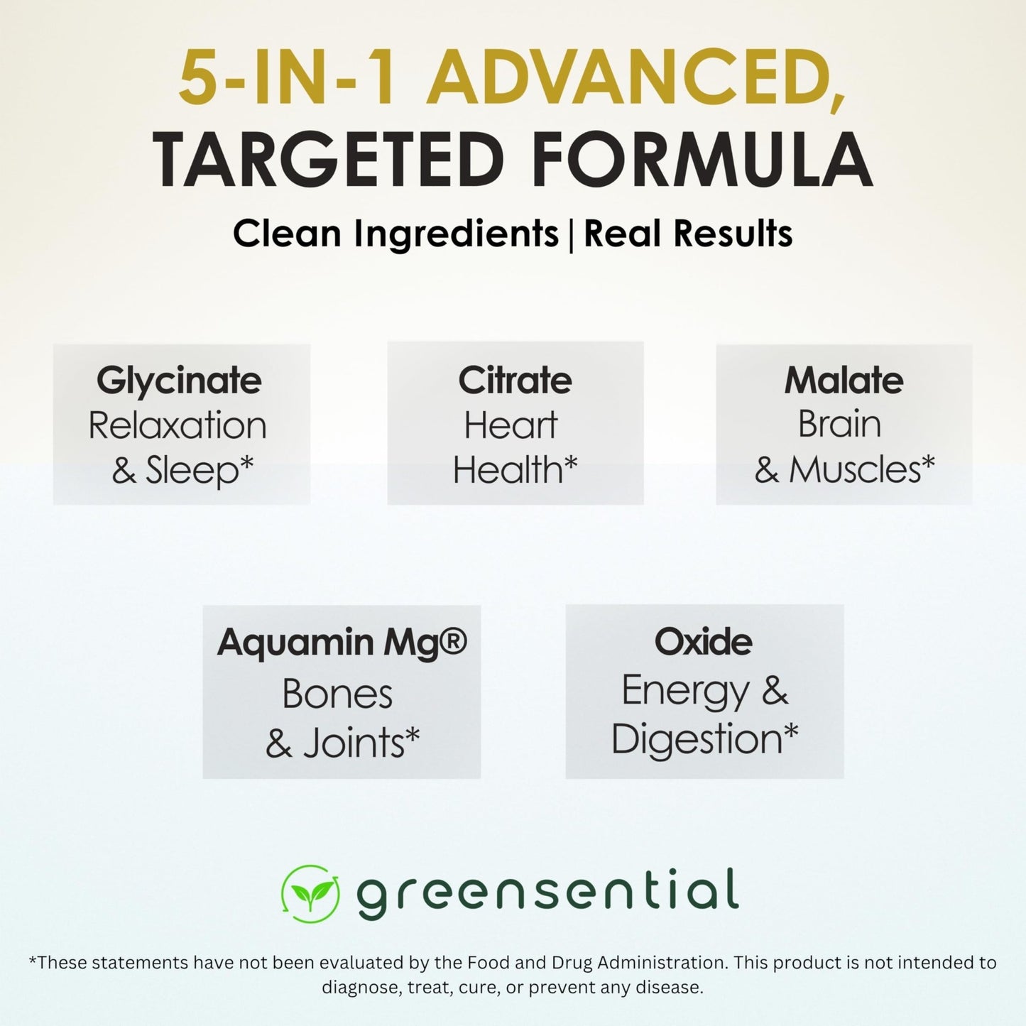 Greensential 5-in-1 Magnesium Complex 500mg | Glycinate, Malate, Citrate, Oxide & Aquamin® | for Sleep, Muscle & Heart Support | High Absorption, Vegan, 120 Capsules - dailyvitalstore