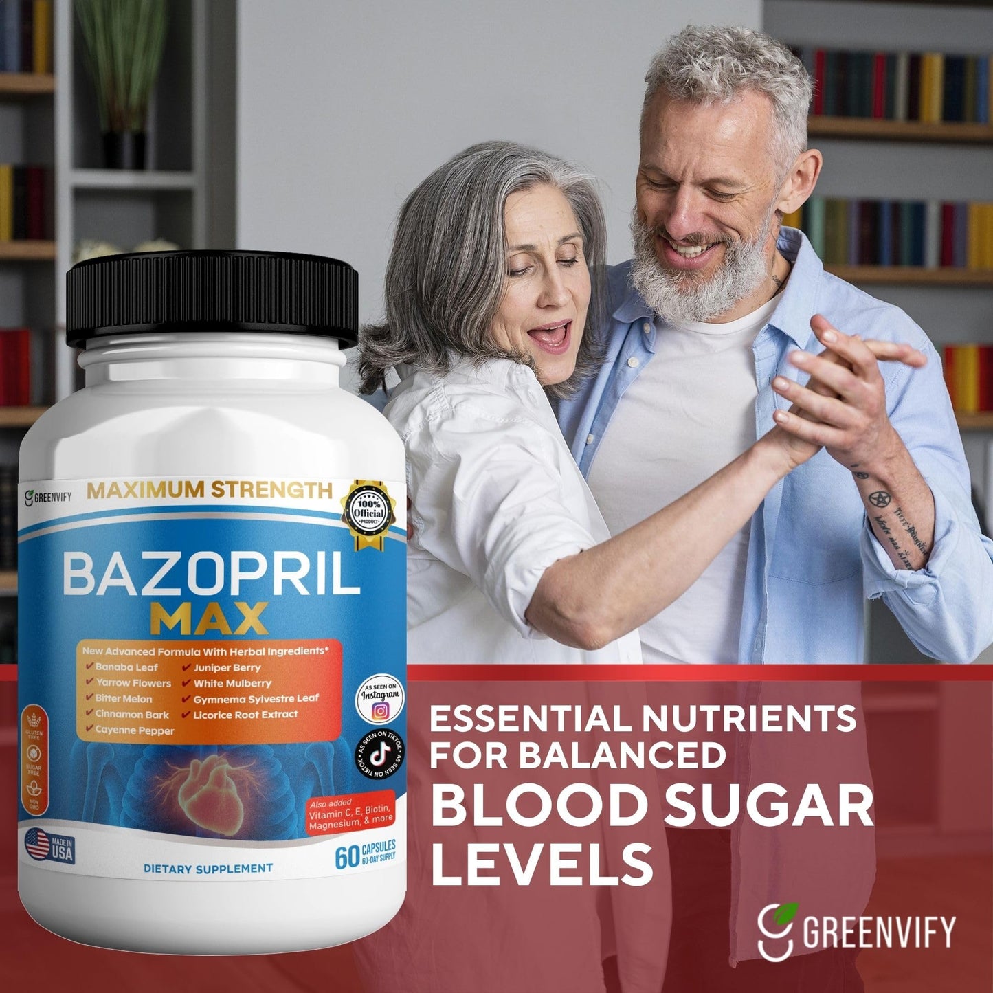 GREENVIFY Bazopril Max Maximum Strength Dietary Supplement, 60 Capsules, with Herbal Blend, Vitamins & Minerals (1) - dailyvitalstore
