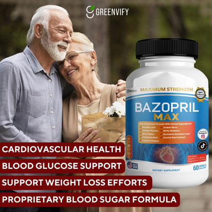 GREENVIFY Bazopril Max Maximum Strength Dietary Supplement, 60 Capsules, with Herbal Blend, Vitamins & Minerals (1) - dailyvitalstore