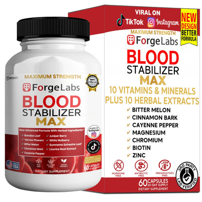 GREENVIFY ForgeLabs Blood Stabilizer Max, Maximum Strength Dietary Supplement, 60 Veggie Capsules, with Banaba Leaf, Juniper Berry, White Mulberry. (1) - dailyvitalstore
