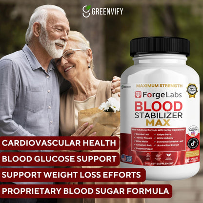 GREENVIFY ForgeLabs Blood Stabilizer Max, Maximum Strength Dietary Supplement, 60 Veggie Capsules, with Banaba Leaf, Juniper Berry, White Mulberry. (1) - dailyvitalstore
