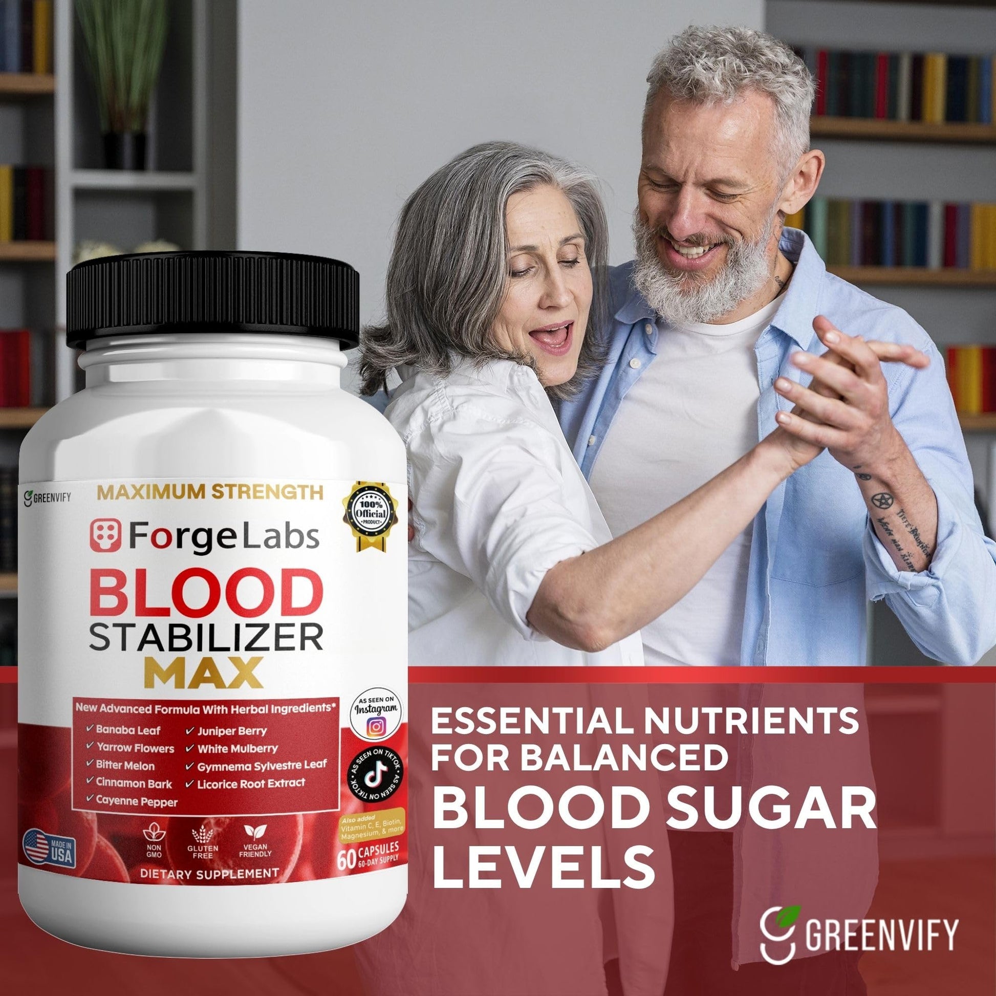 GREENVIFY ForgeLabs Blood Stabilizer Max, Maximum Strength Dietary Supplement, 60 Veggie Capsules, with Banaba Leaf, Juniper Berry, White Mulberry. (1) - dailyvitalstore