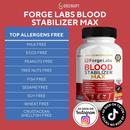 GREENVIFY ForgeLabs Blood Stabilizer Max, Maximum Strength Dietary Supplement, 60 Veggie Capsules, with Banaba Leaf, Juniper Berry, White Mulberry. (1) - dailyvitalstore