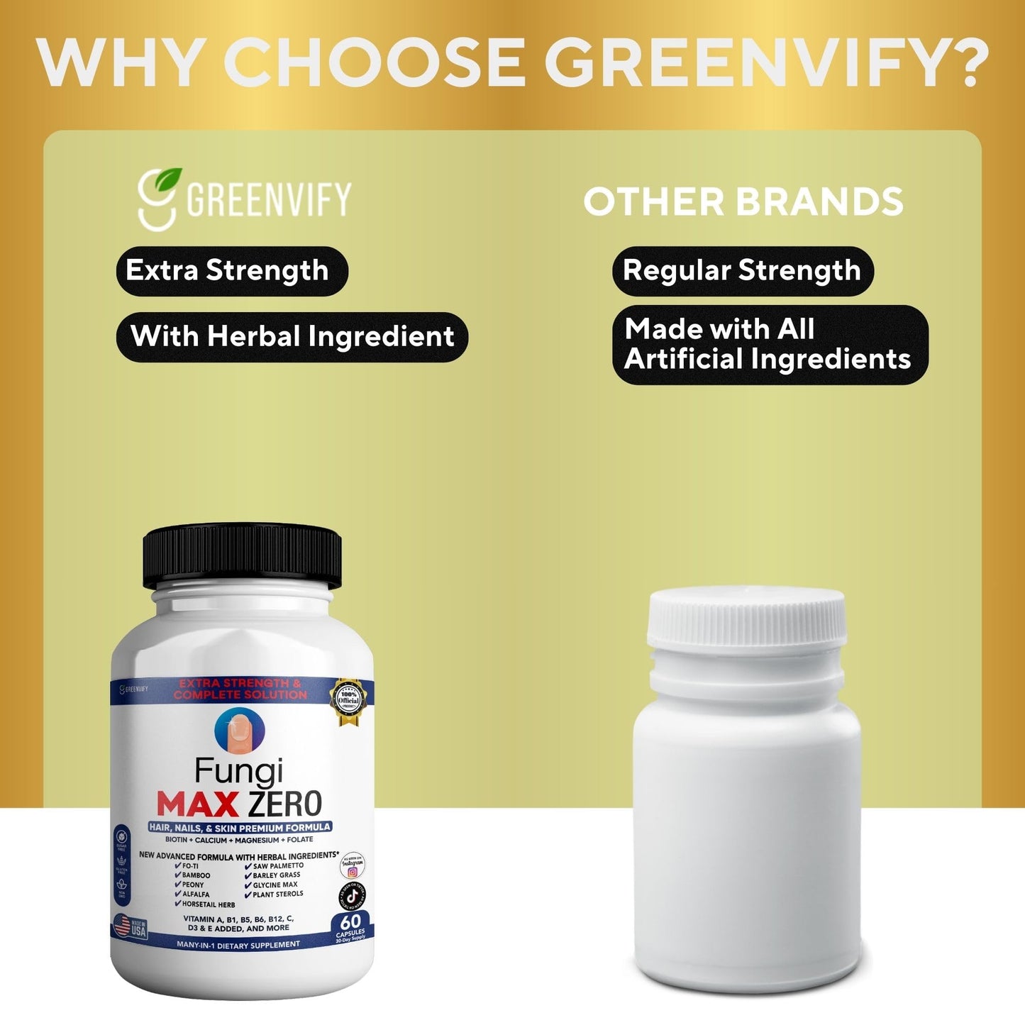 GREENVIFY Fungi Max Zero Hair, Nails & Skin Supplement. (1) - dailyvitalstore