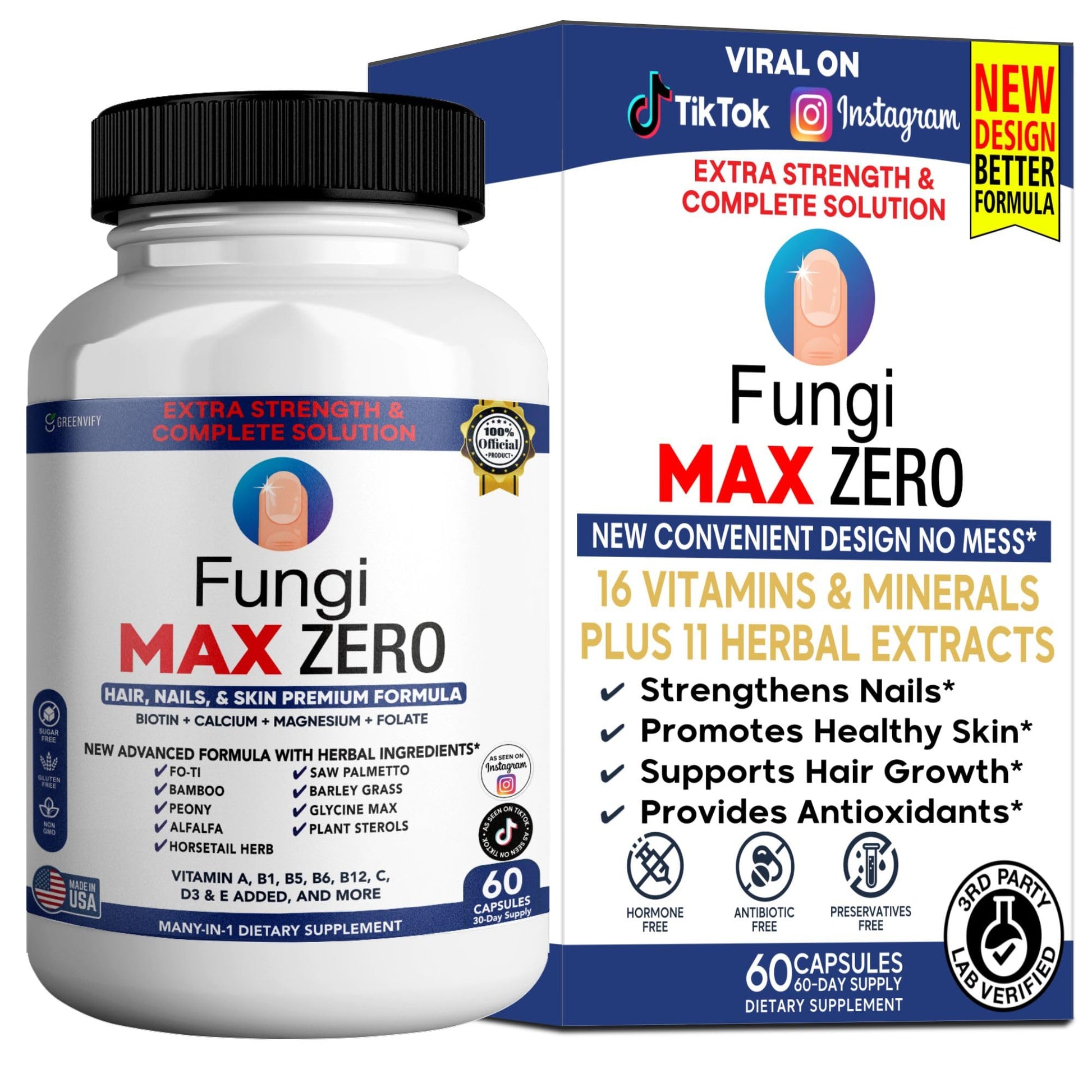 GREENVIFY Fungi Max Zero Hair, Nails & Skin Supplement. (1) - dailyvitalstore