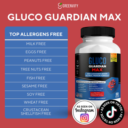 GREENVIFY Gluco Guardian Max Advanced Wellness Support Capsules – Vitamin, Mineral, and Herbal Supplement with Magnesium, Vitamin C, Zinc, and Banaba Leaf – Non-GMO, Gluten-Free – 60 Capsules (1) - dailyvitalstore