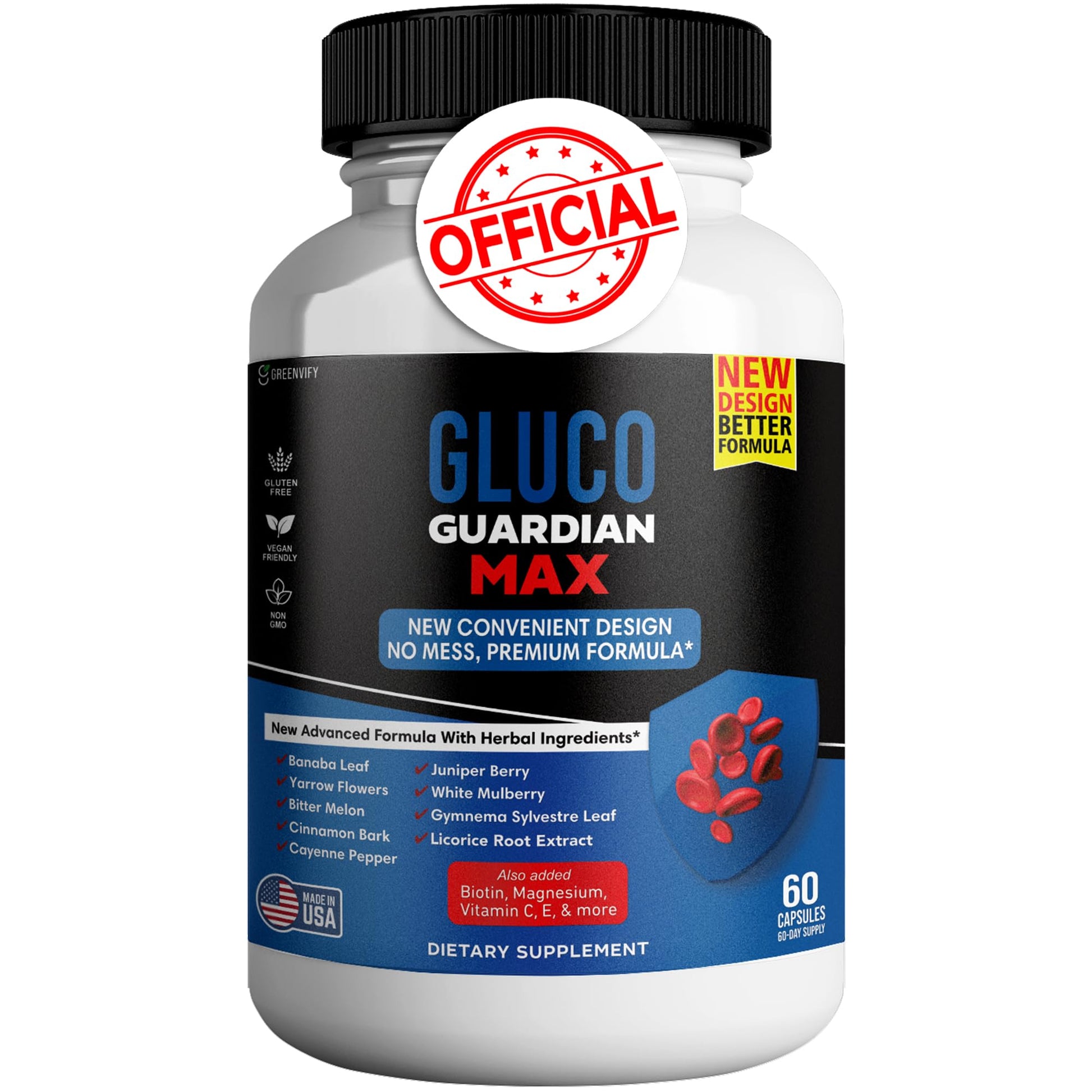 GREENVIFY Gluco Guardian Max Advanced Wellness Support Capsules – Vitamin, Mineral, and Herbal Supplement with Magnesium, Vitamin C, Zinc, and Banaba Leaf – Non-GMO, Gluten-Free – 60 Capsules (1) - dailyvitalstore