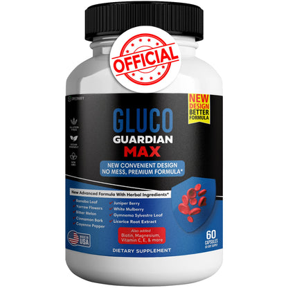 GREENVIFY Gluco Guardian Max Advanced Wellness Support Capsules – Vitamin, Mineral, and Herbal Supplement with Magnesium, Vitamin C, Zinc, and Banaba Leaf – Non-GMO, Gluten-Free – 60 Capsules (1) - dailyvitalstore