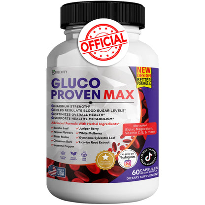 GREENVIFY Gluco Proven Max – Daily Wellness Support Supplement with Vitamins, Minerals, and Herbs – Chromium, Magnesium, Banaba, Bitter Melon, and Zinc – Non-GMO, Gluten-Free – 60 Capsules - dailyvitalstore