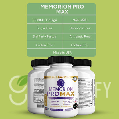 GREENVIFY Memorion Pro Max Extra Strength Brain Support Supplement, 60 Capsules, with DHA, Vitamins, Herbal Blend, 30-Day Supply (1) - dailyvitalstore