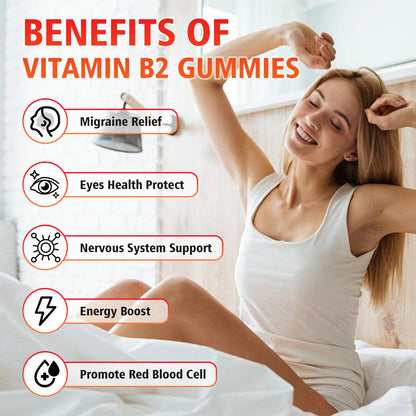 GrnLife 2 Pack Vitamin B2 Gummies, Riboflavin 400mg with Magnesium for Kids & Adults, Migraine Relief & Energy Support - dailyvitalstore