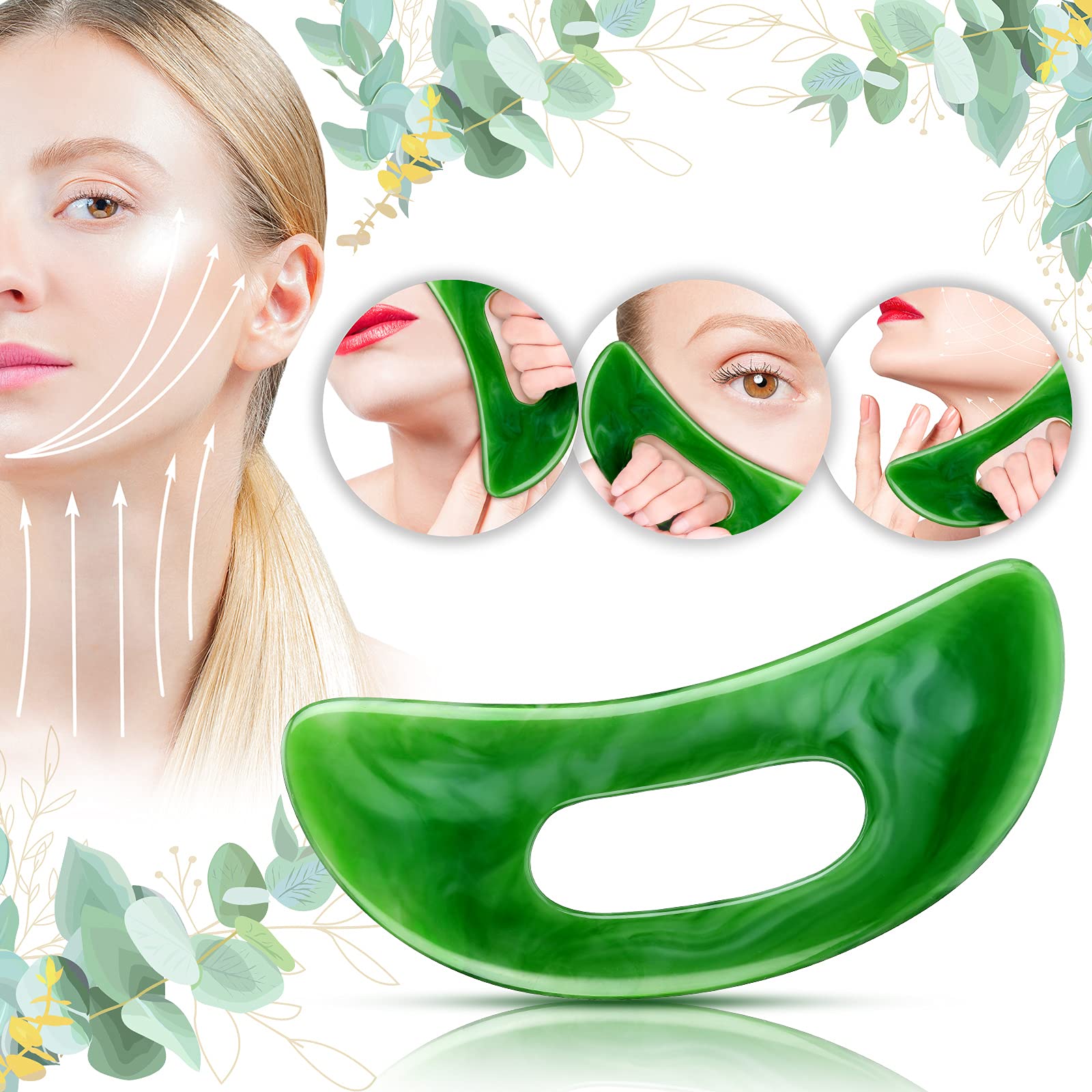 Gua Sha Massage Tool with Handle Resin Massage Tools Lymphatic Drainage Massager Body Shaping Gua Sha Tools for Full Body Men Women Birthday Festival Holiday Present (Green) - dailyvitalstore