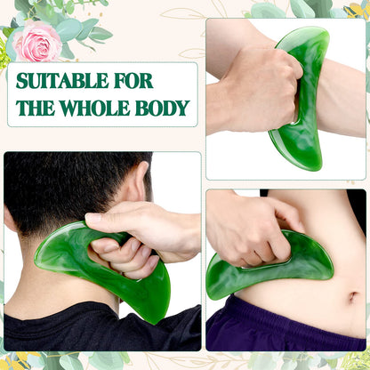 Gua Sha Massage Tool with Handle Resin Massage Tools Lymphatic Drainage Massager Body Shaping Gua Sha Tools for Full Body Men Women Birthday Festival Holiday Present (Green) - dailyvitalstore