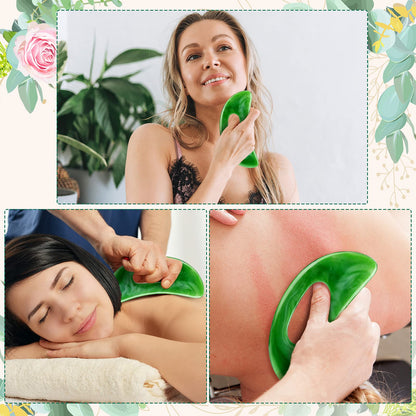 Gua Sha Massage Tool with Handle Resin Massage Tools Lymphatic Drainage Massager Body Shaping Gua Sha Tools for Full Body Men Women Birthday Festival Holiday Present (Green) - dailyvitalstore