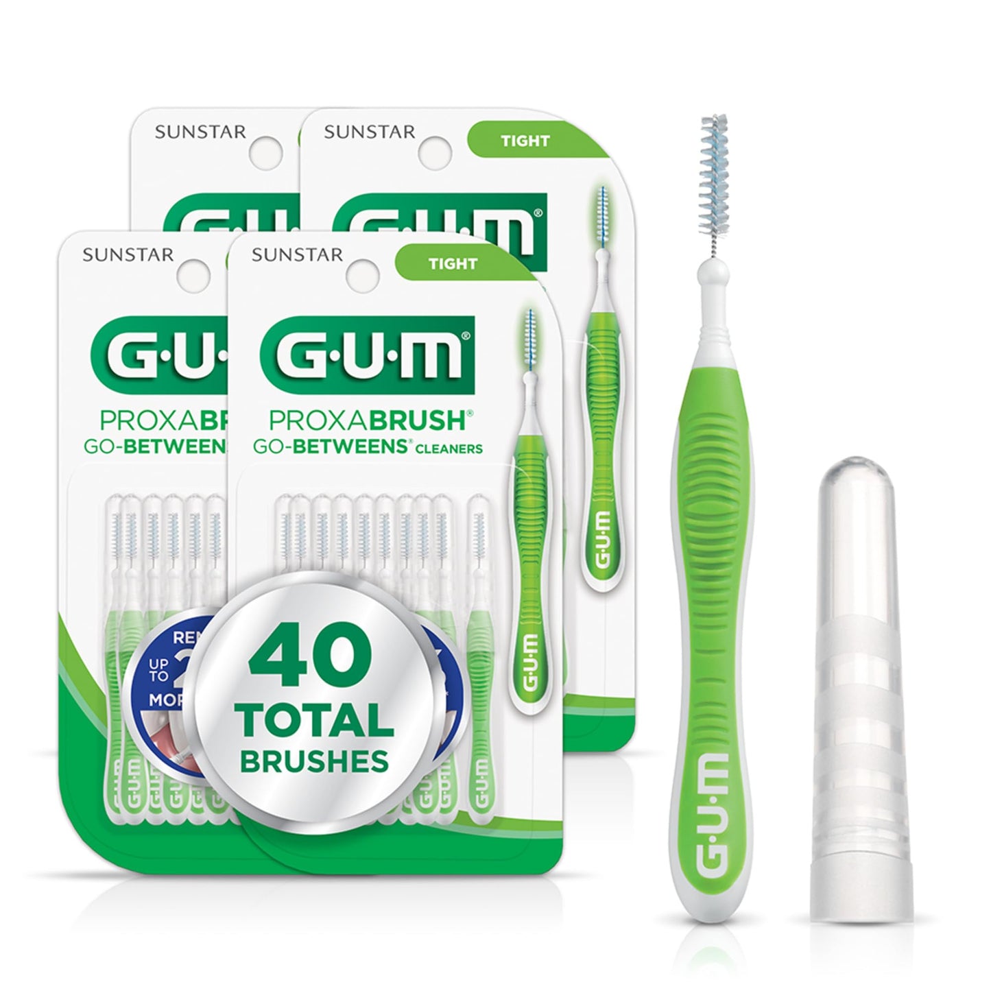 GUM Proxabrush Go-Betweens Tight Interdental Brushes – Soft Bristle Dental Picks for Plaque Removal, Health & Braces Care, 10 Count (Pack of 4) 40 Total - dailyvitalstore